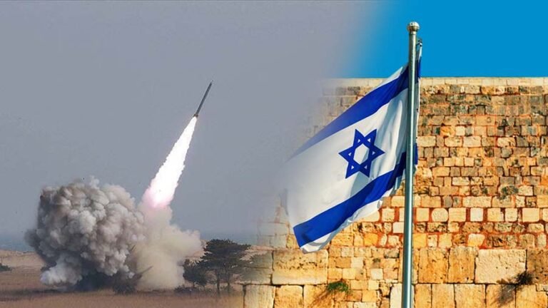 Representational image combining Israel flag and missile symbolizing recent missile incident