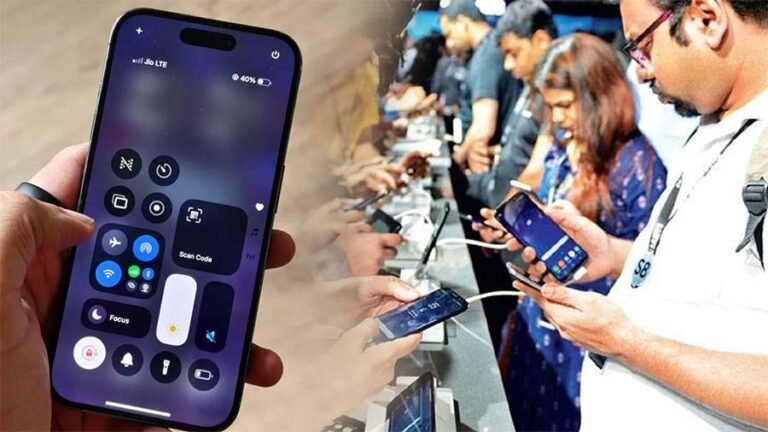 Apple logo with iPhone 17 models and factories representing production shift to India.