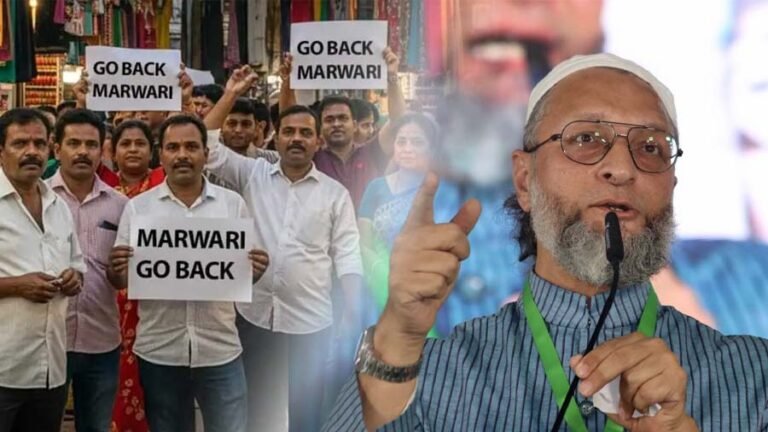 Asaduddin Owaisi addressing media on Marwari campaign issue