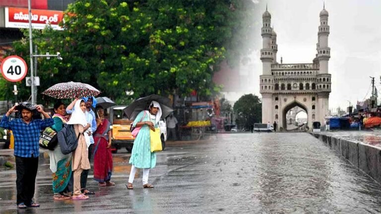 Overcast skies and rain over Hyderabad city