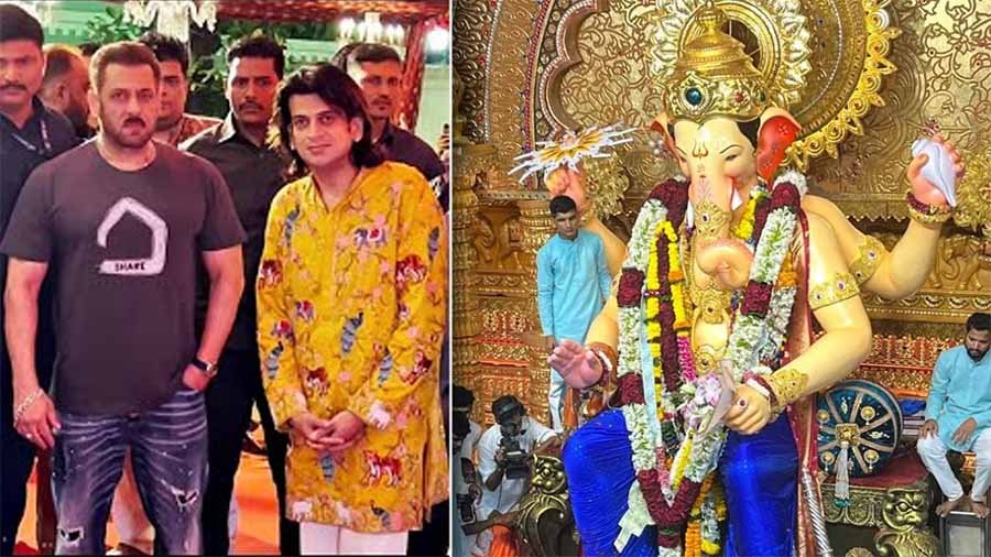 Salman Khan dancing at Ganesh Visarjan with family