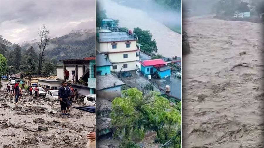 Rescue teams working in Uttarakhand after cloudburst destruction