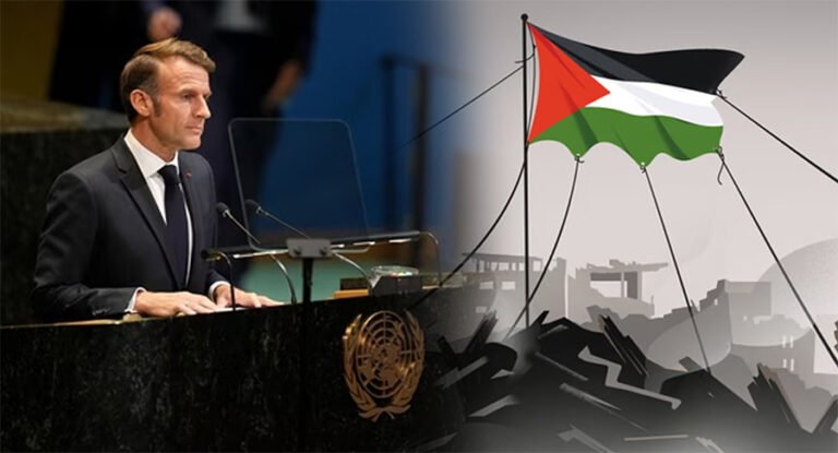 Palestinian delegation applauds as France recognises the State of Palestine at UNGA