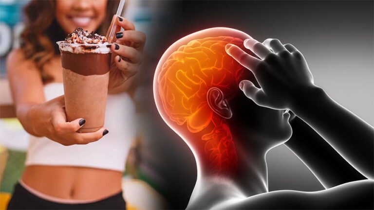 Illustration of brain blood flow affected by high-fat food consumption