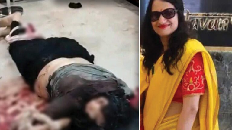 Crime scene tape and police investigation at Hyderabad murder site