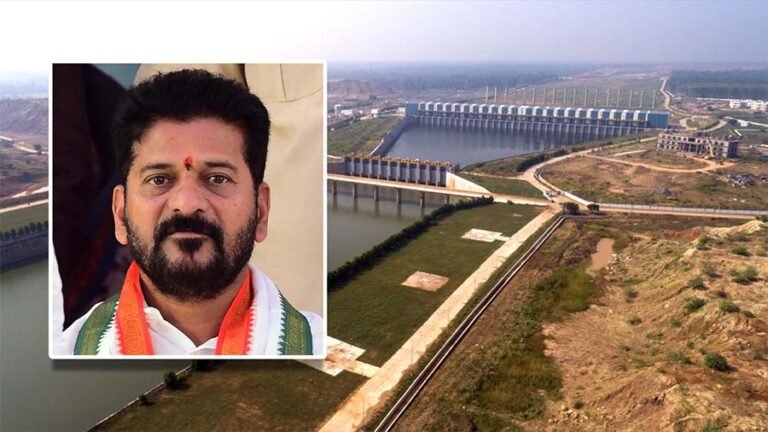 Telangana Legislative Assembly with Chief Minister Revanth Reddy addressing members regarding Kaleshwaram project probe
