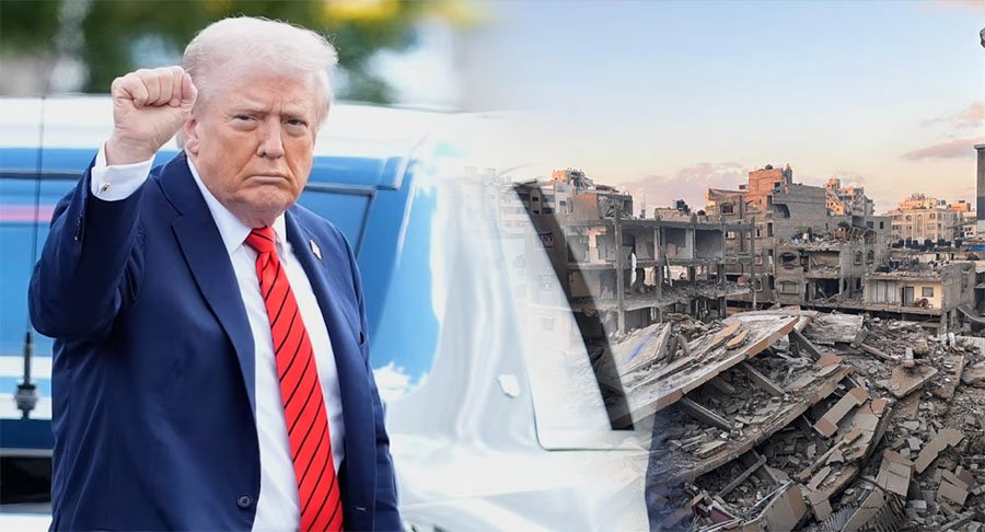 US President Donald Trump addresses reporters aboard Air Force One ahead of his visit to Israel to discuss the Gaza ceasefire.