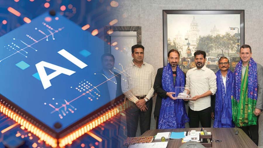 Alex Kipman meeting Telangana CM Revanth Reddy to discuss Physical Intelligence City project for Hyderabad.