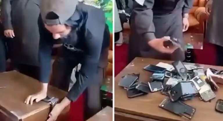Taliban officials in Afghanistan reportedly destroying smartphones after a new ban on smartphone use among government officials and members.