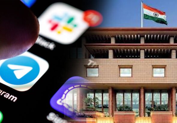 Telegram logo displayed on a smartphone as India defends temporary ban ahead of NEET re-examination.