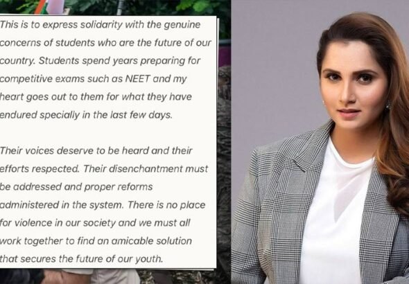Sania Mirza supports students' protest and calls for peaceful education reforms.