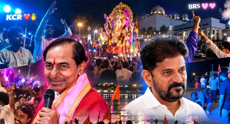 Political campaign songs played during Ganesh immersion processions in Hyderabad.